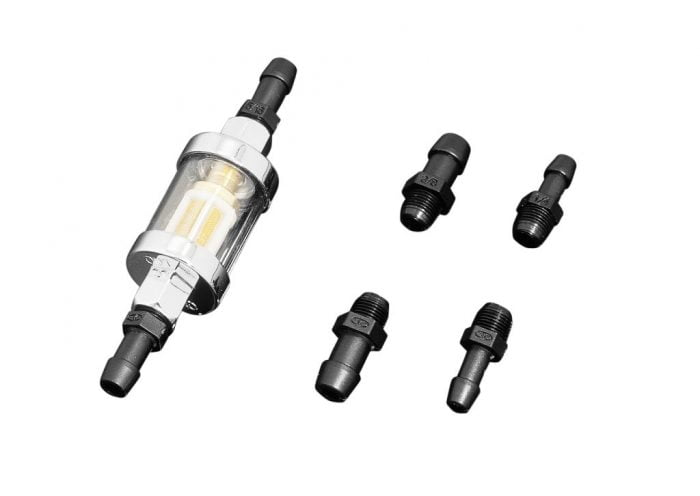 Benzinefilter chroom met glazen behuizing